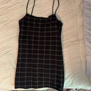 Black and white square tight fitting dress